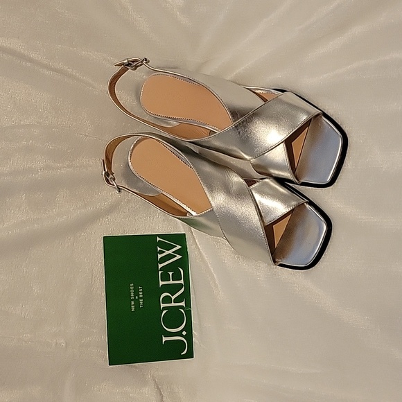 J.Crew metallic silver cut out Dylan sandals women's size 12M - Picture 5 of 7